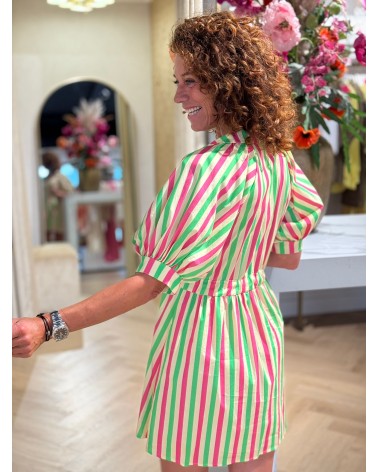 Jurk Sancy Groen Roze