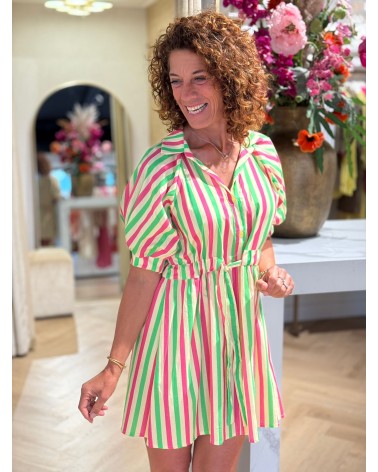 Jurk Sancy Groen Roze