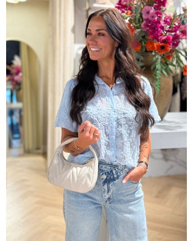 Blouse Bloom Korte Mouw Blauw