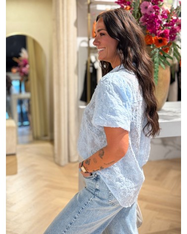 Blouse Bloom Korte Mouw Blauw