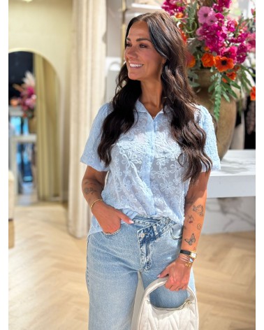 Blouse Bloom Korte Mouw Blauw