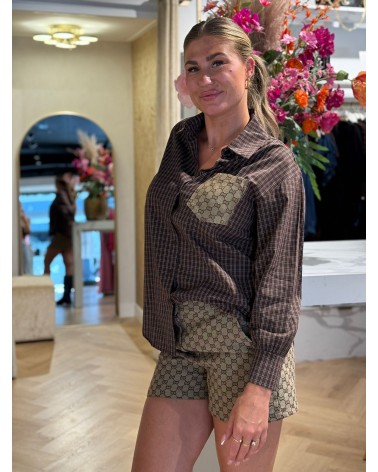 Blouse Kendall Ruit Bruin