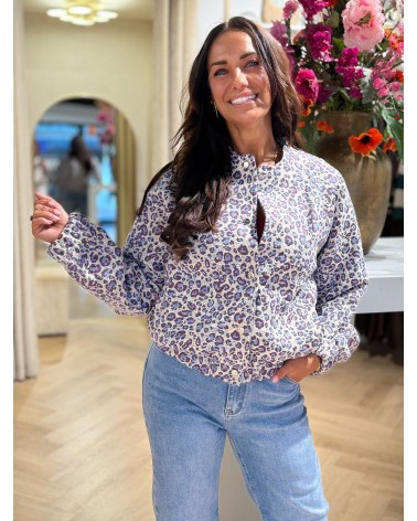 Bomber Leopard Blauw