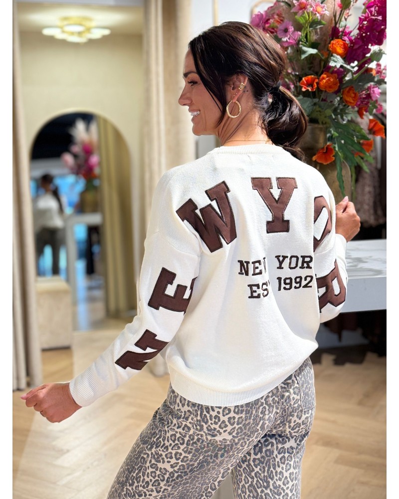 Trui New York Creme Bruin