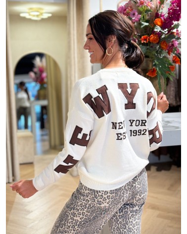 Trui New York Creme Bruin