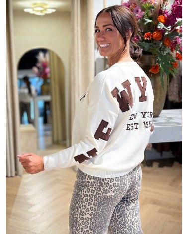 Trui New York Creme Bruin