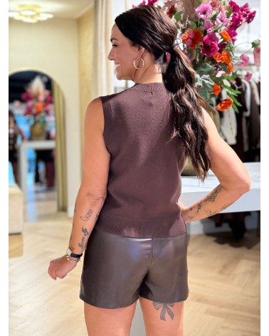 Skort Leatherlook Bruin