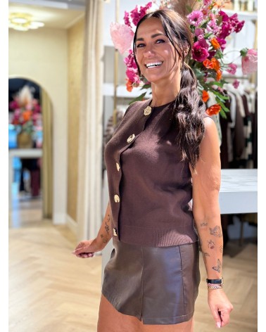 Skort Leatherlook Bruin