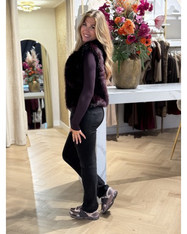 Gilet Furry Donker Paars
