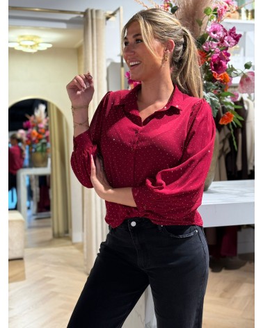 Blouse Sparkel Wijnrood