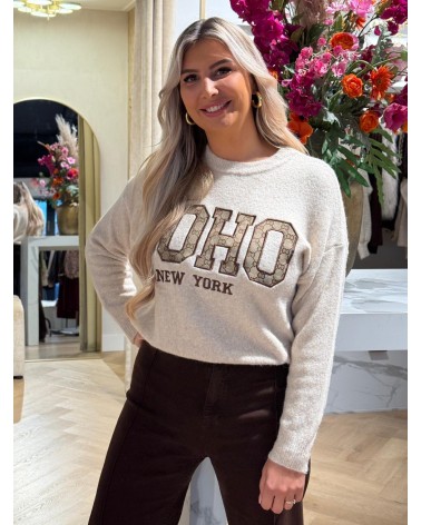 Trui Soho Taupe Didi Print