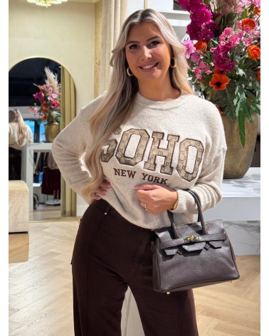 Trui Soho Taupe Didi Print
