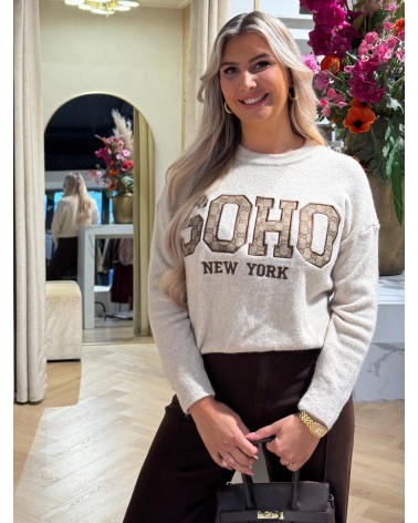 Trui Soho Taupe Didi Print