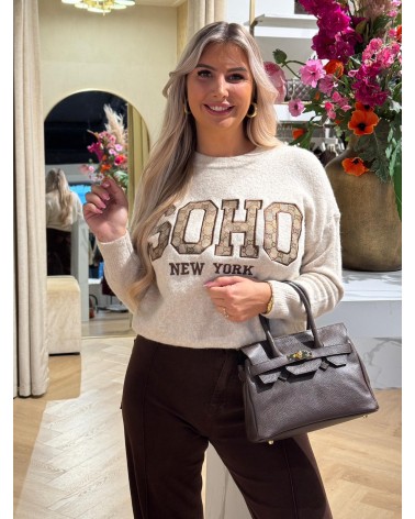 Trui Soho Taupe Didi Print