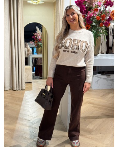 Trui Soho Taupe Didi Print