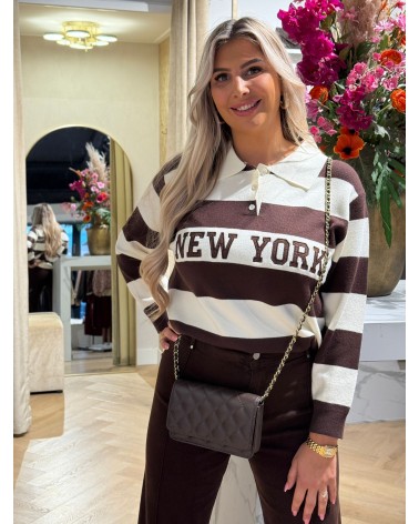Polo New York Stripe Creme Bruin