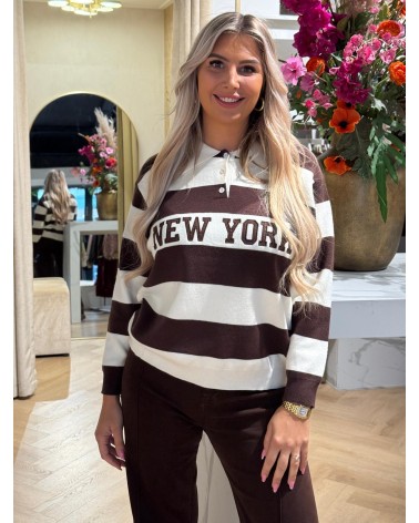 Polo New York Stripe Creme Bruin