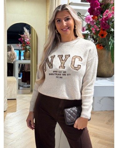 Trui NYE Taupe Didi Print