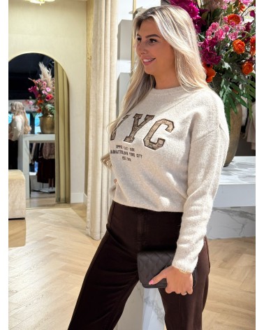 Trui NYE Taupe Didi Print