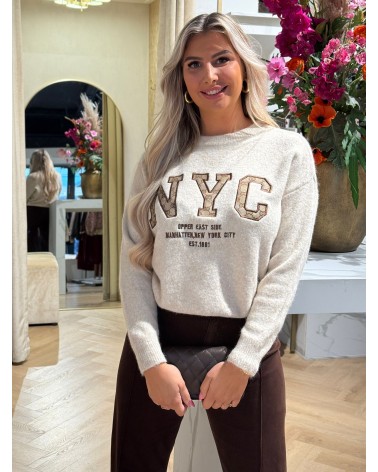 Trui NYE Taupe Didi Print