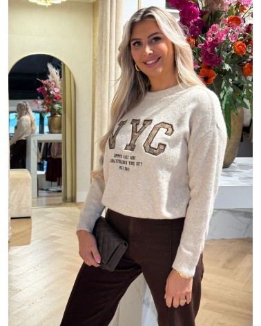 Trui NYE Taupe Didi Print