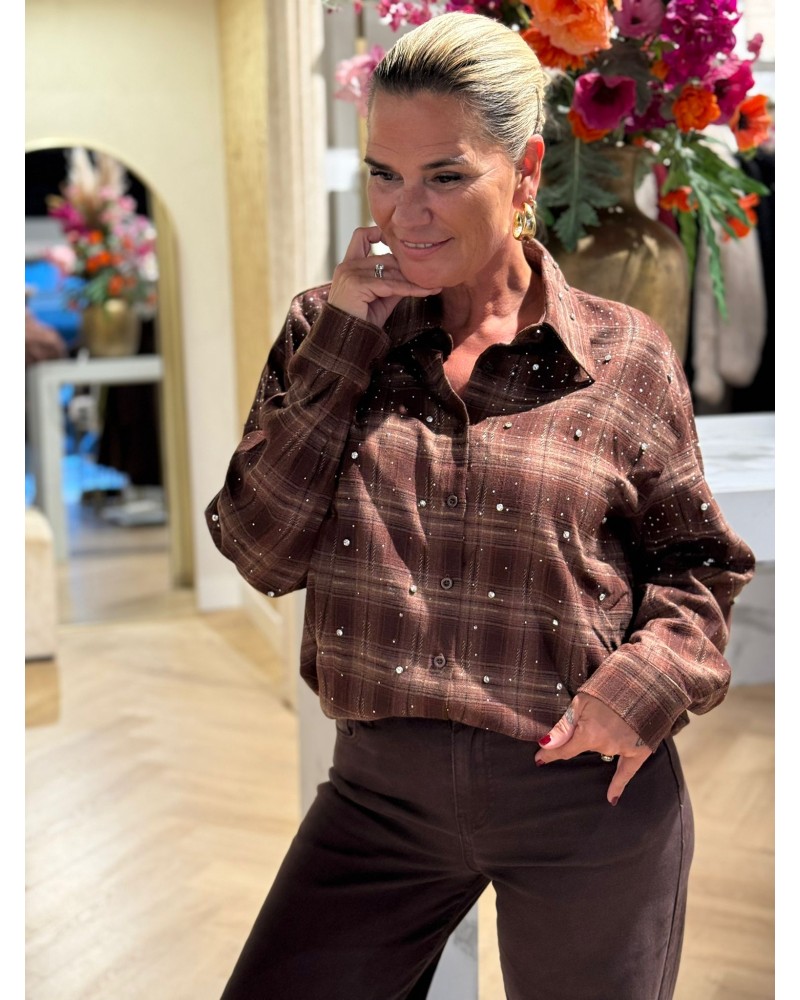 Blouse Strass Bruin