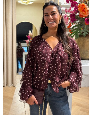 Blouse Dots Burgundy