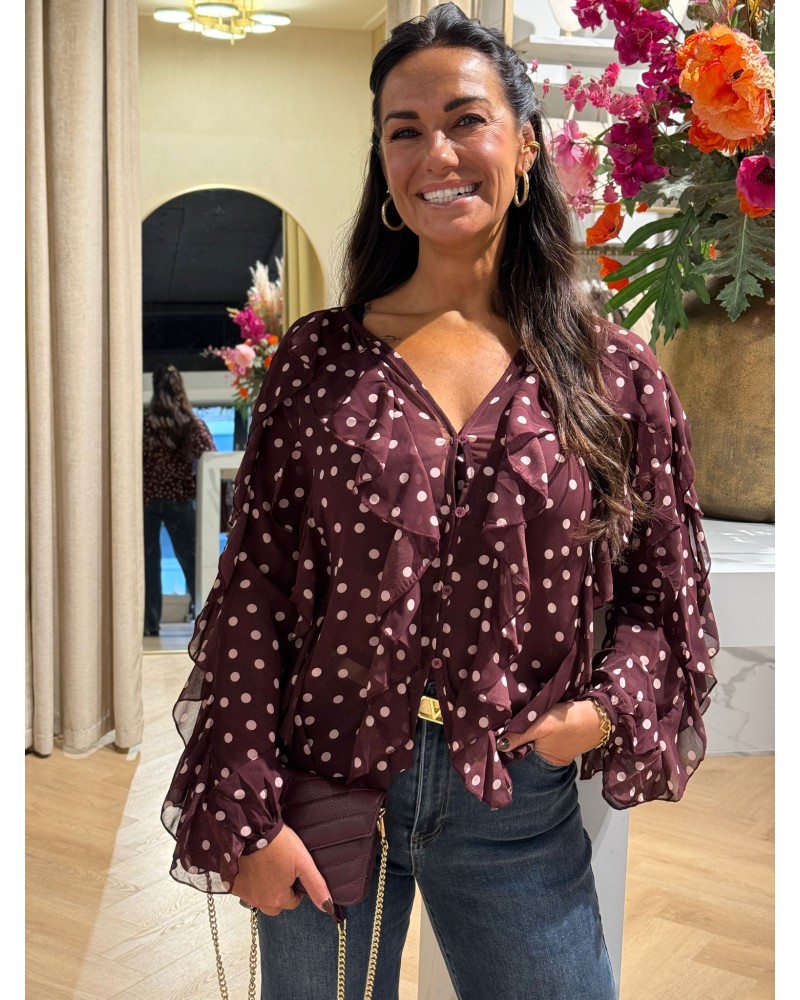 Blouse Dots Burgundy Blouse Dots Burgundy