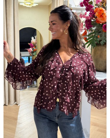 Blouse Dots Burgundy Blouse Dots Burgundy