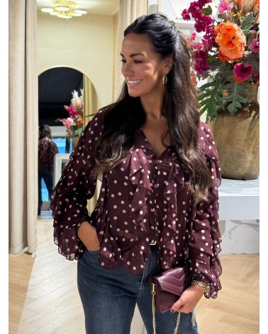 Blouse Dots Burgundy