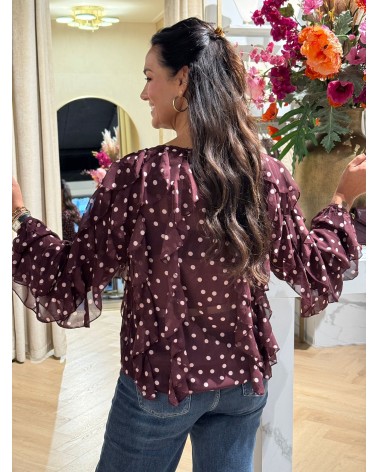 Blouse Dots Burgundy