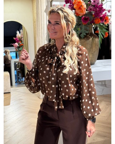 Blouse Dots Bruin Blouse Dots Bruin