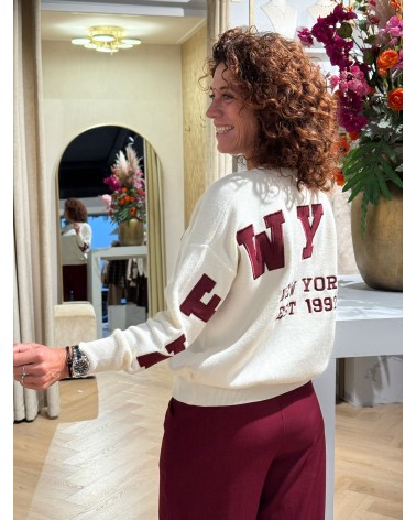 Trui New York Creme Bordeaux