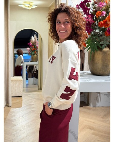 Trui New York Creme Bordeaux