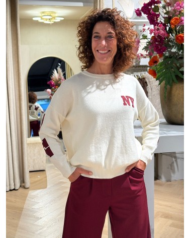 Trui New York Creme Bordeaux