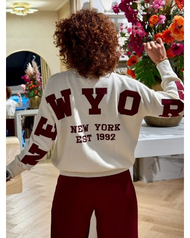 Trui New York Creme Bordeaux