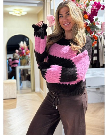 Trui Stripe Roze Bruin