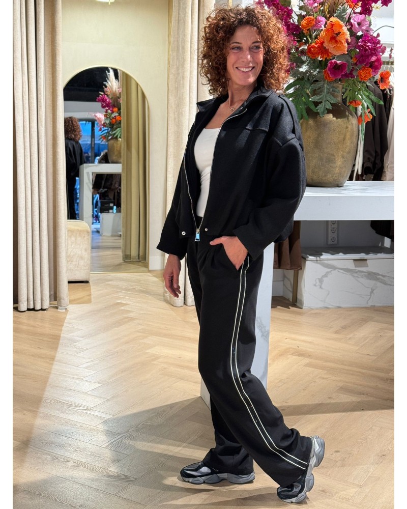 Pantalon Stripe Zwart Strass