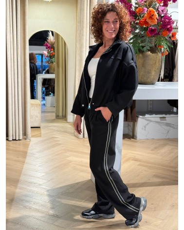 Pantalon Stripe Zwart Strass