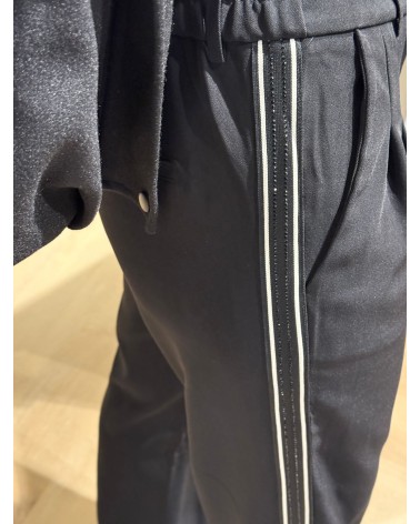Pantalon Stripe Zwart Strass