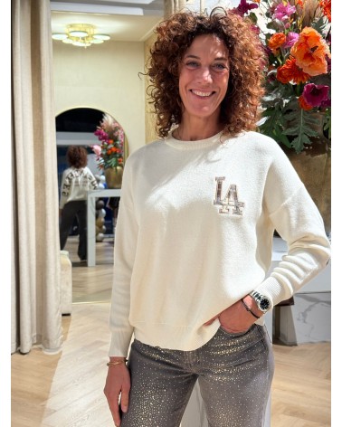 Trui Los Angeles Creme Bruin