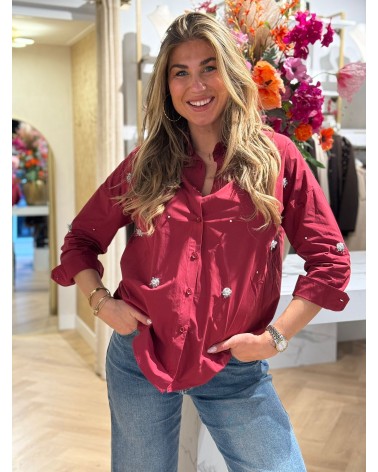 Blouse Dancing Flower Rood