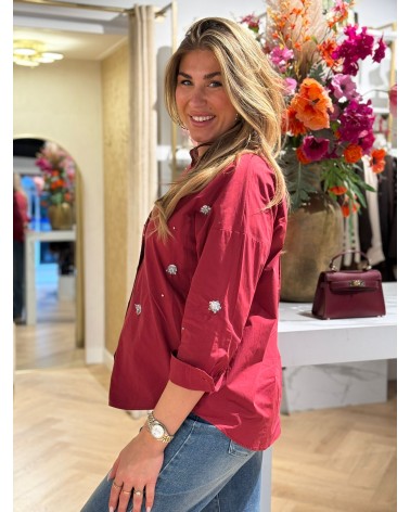 Blouse Dancing Flower Rood