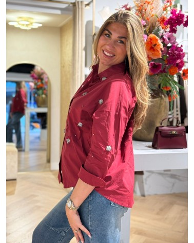 Blouse Dancing Flower Rood