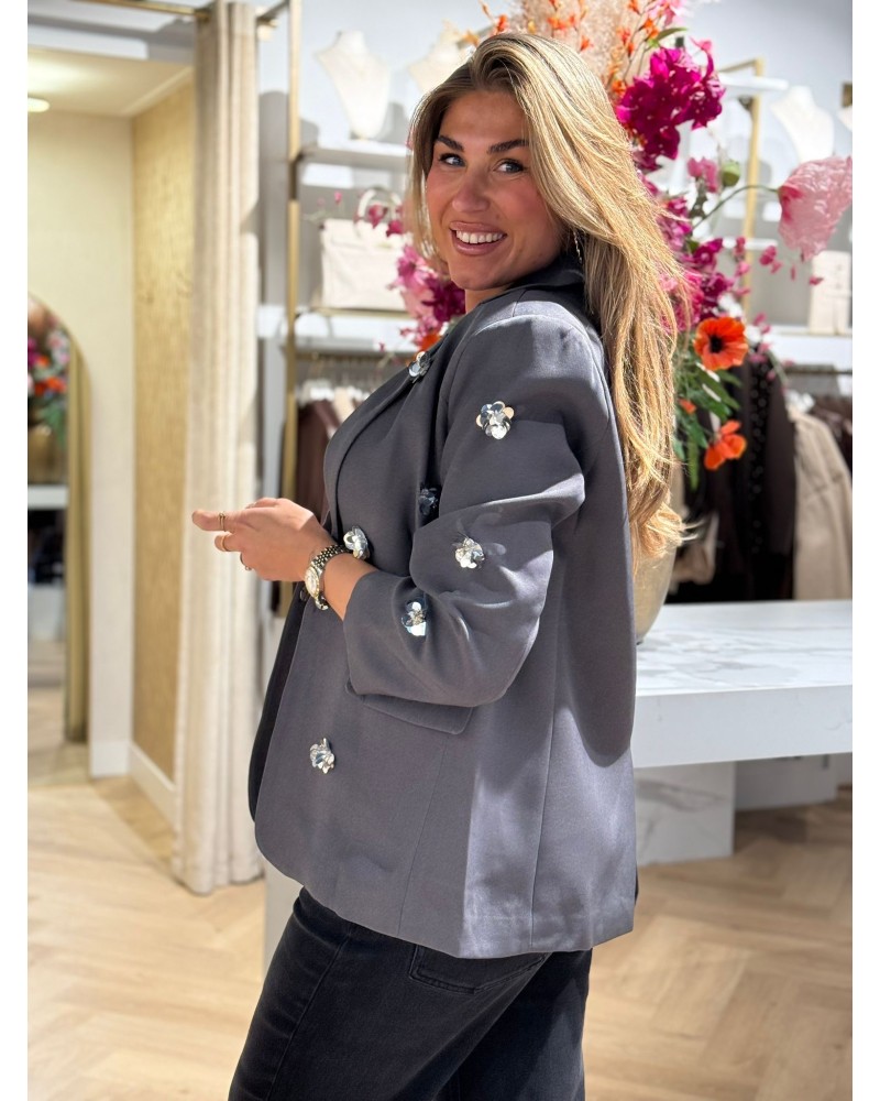 Blazer Flower Grijs