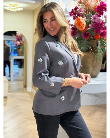 Blazer Flower Grijs