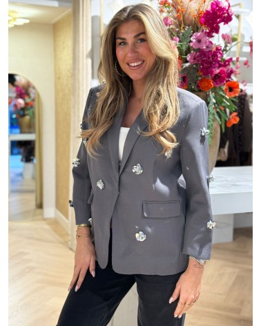Blazer Flower Grijs