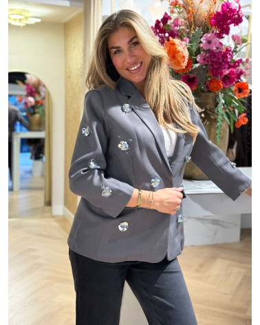Blazer Flower Grijs