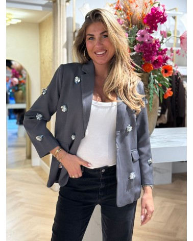 Blazer Flower Grijs