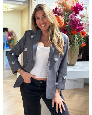Blazer Flower Grijs
